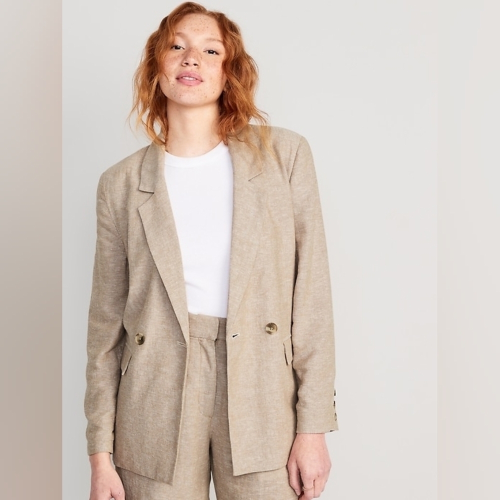 Old Navy #567151 Tan Linen Blend Blazer NWT